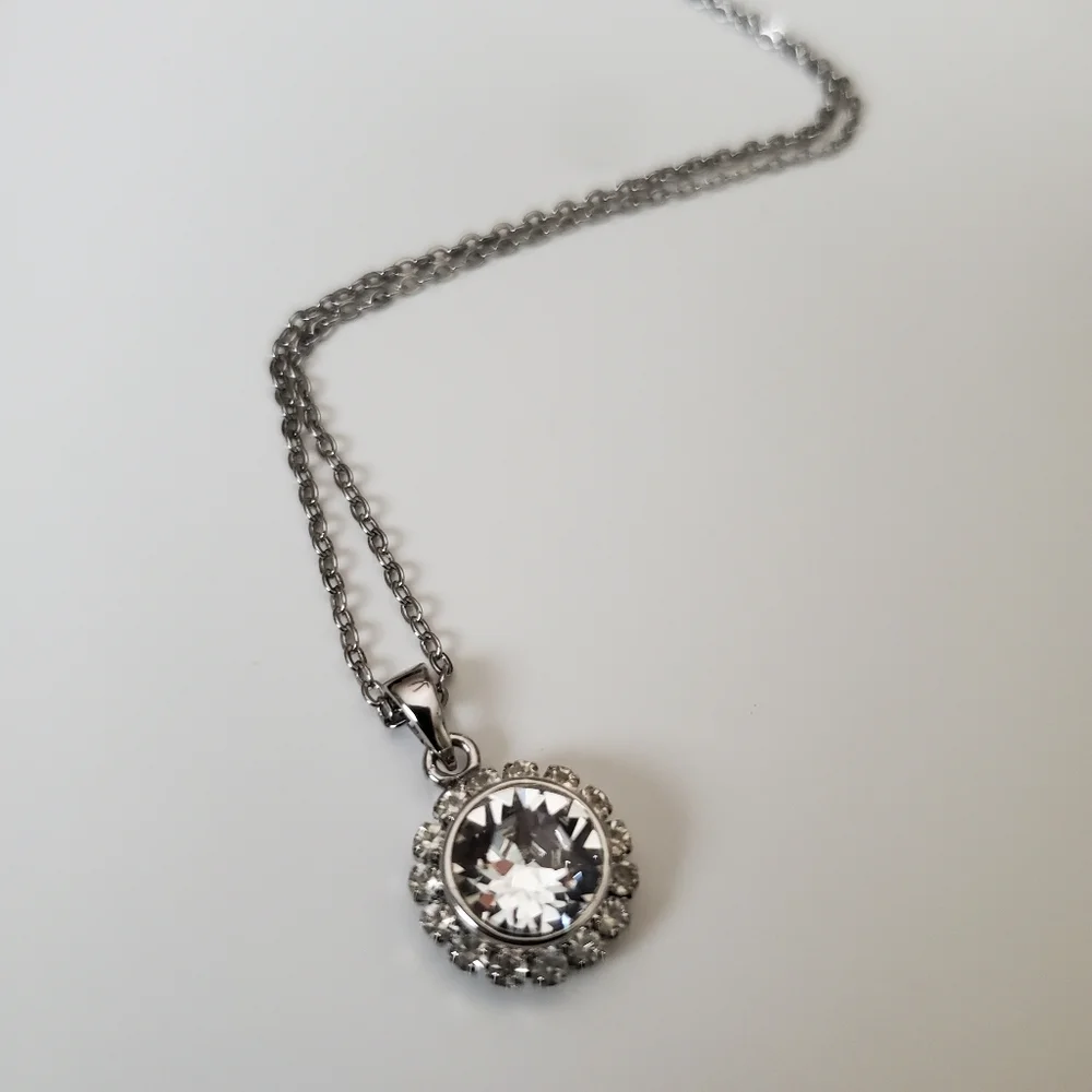 Ted Baker London Blue Swarovski Crystal Daisy Lace Pendant Necklace